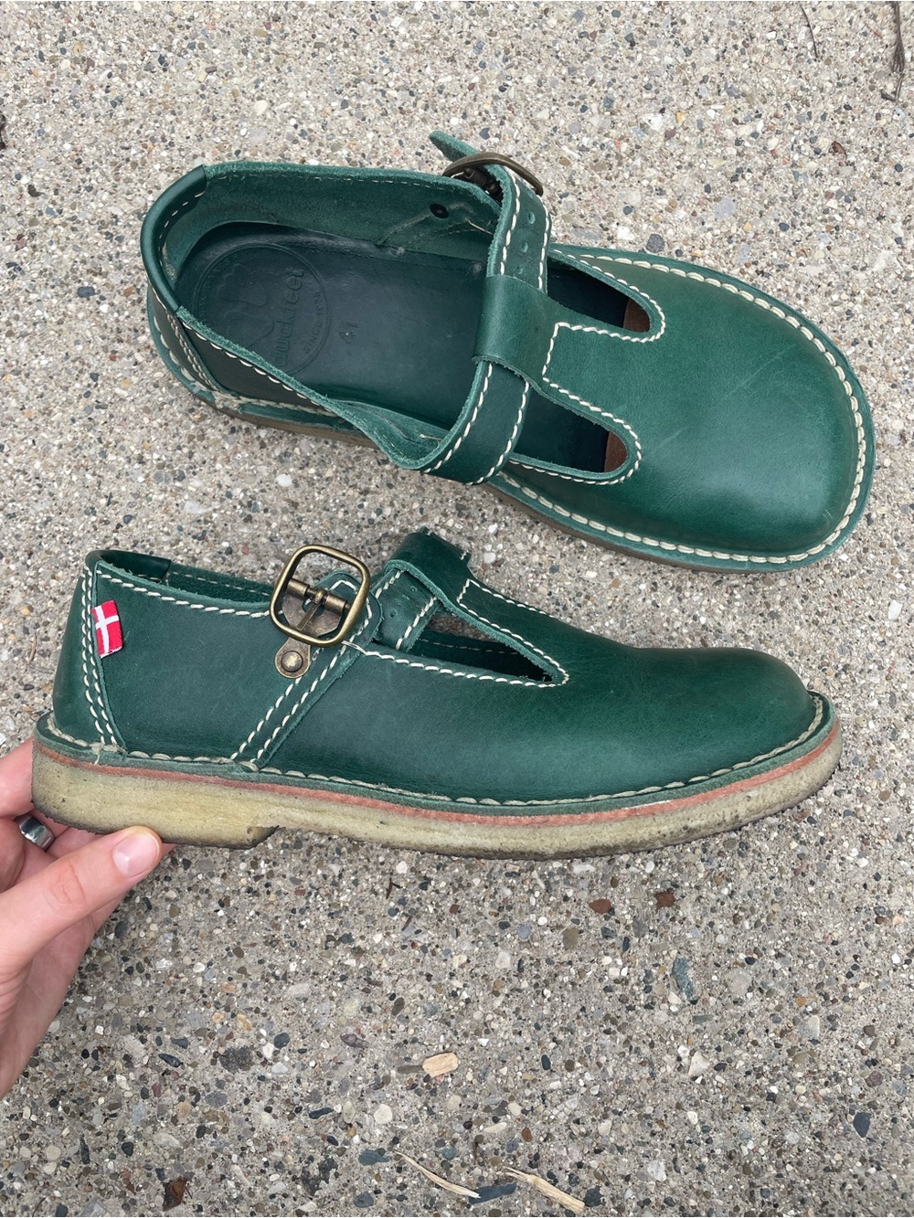 Duckfeet Lolland Mary Jane Leather Green Shoes Wide EU size 41 US 9.5 or 10 - Picture 4 of 14